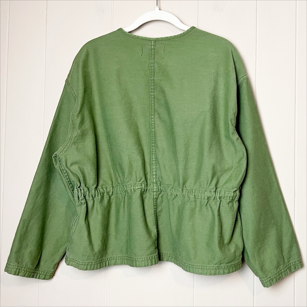 Madewell Claremont‎ Drawstring Jacket Medium green utility button lightweight - Picture 6 of 13